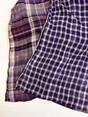 Purple Black Plaid Scarf 2 Sided Casual79"X13" Rectangle Neck Work School